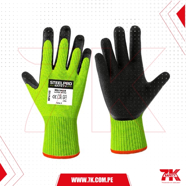 Guante Multiflex Mpa102 Látex Hi-Viz Palma Negro
