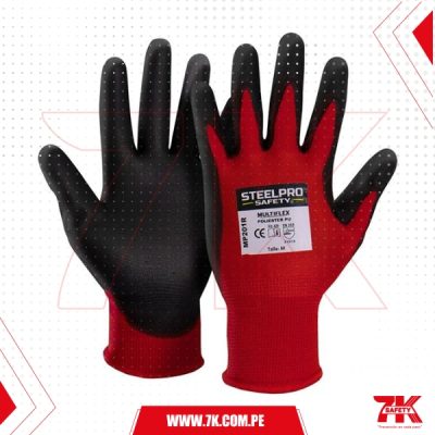 Guante Multiflex Mp201R Poliester Pu Rojo/ Negro