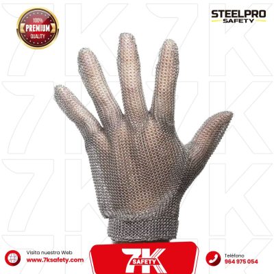 Guante anticorte en malla metálica Steelpro de acero inoxidable