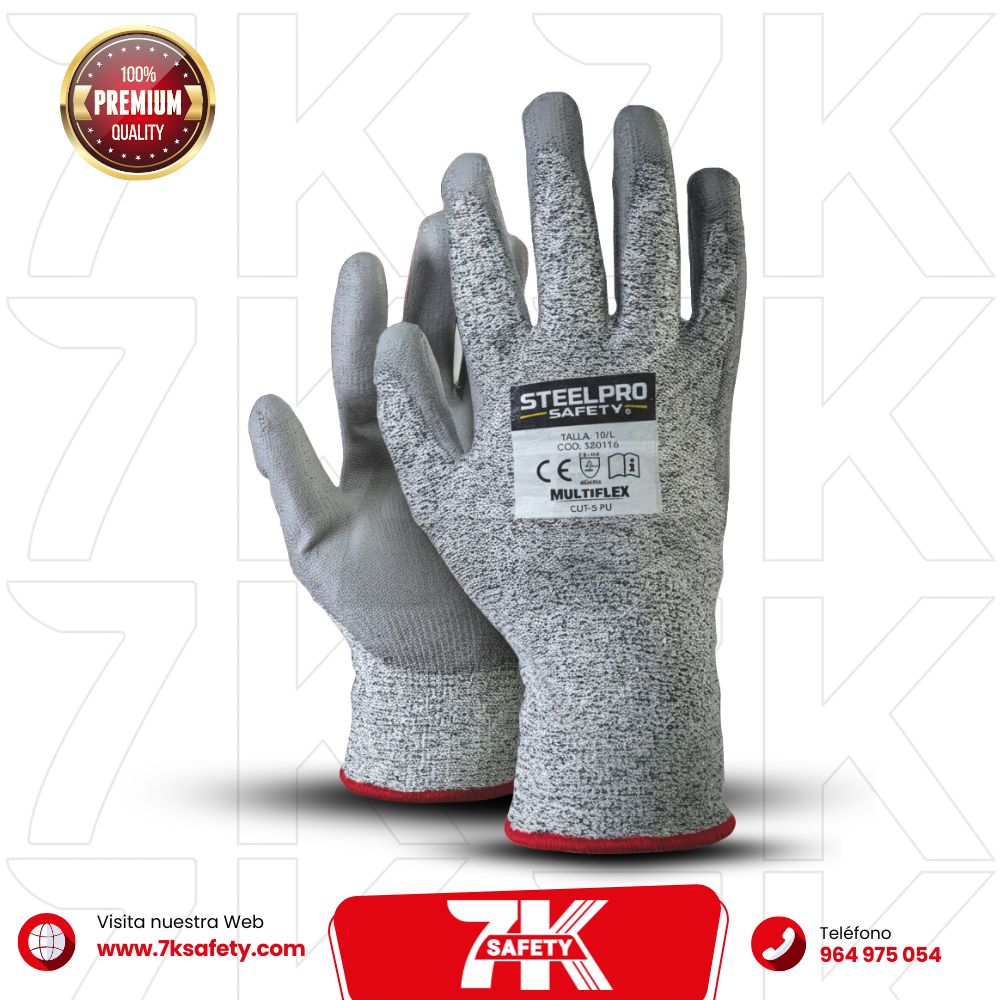 Guante Multiflex CUT-5 PU Steelpro | Guantes de Seguridad Industrial Anticorte