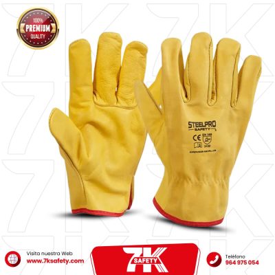 Guantes de Badana Amarillo Steelpro | Guantes de Cuero para Construcción y Trabajos Industriales