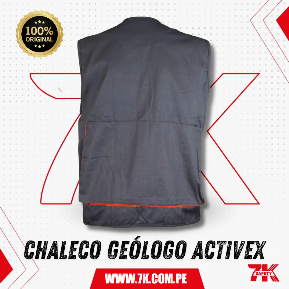 Chaleco Geólogo Activex De Gabardina Gris/Naranjo - Imagen 2