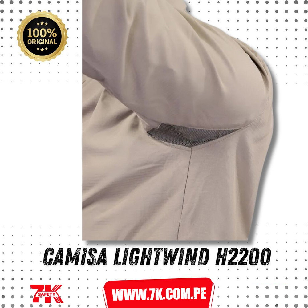 Camisa Lightwind H2200 Poliéster Beige - Imagen 3