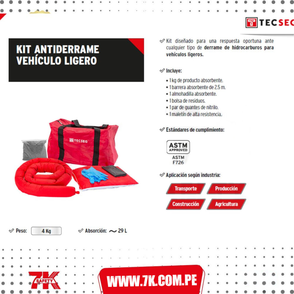 Kit Antiderrame para Vehículos Ligeros Tecseg - Imagen 2