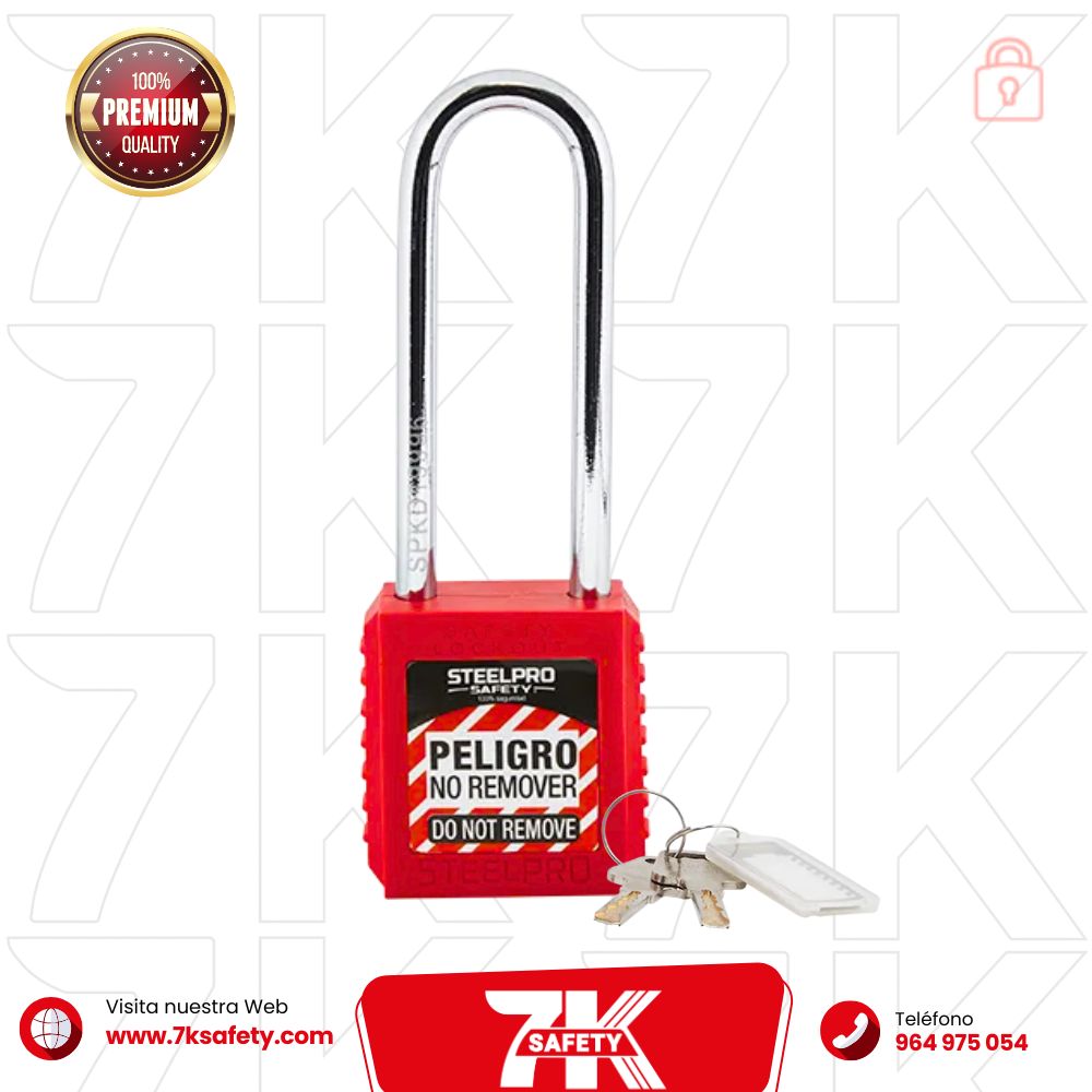Candado Lock Out X10 Long Steelpro para bloqueo LOTO