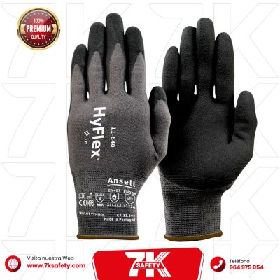 Guante HyFlex 11-840 Ansell recubierto de nitrilo para manipulación y protección mecánica